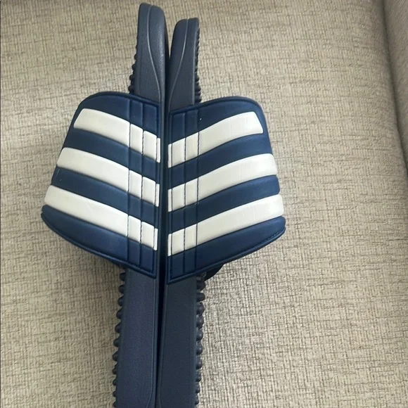 Adidas Navy and White Slide Sandals - Picture 4 of 6